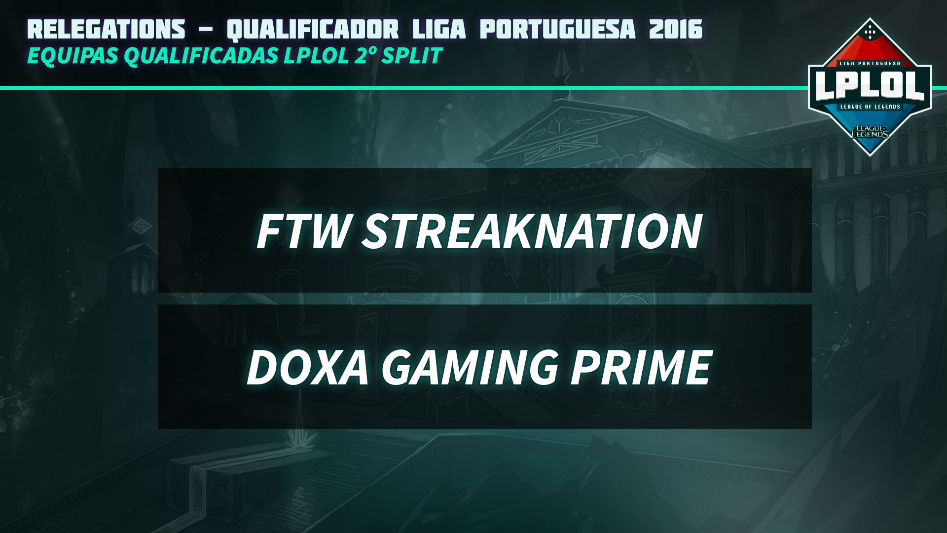 Equipas qualificadas para o 2º split da LPLOL